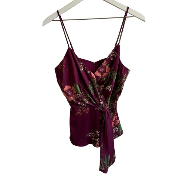 NWT Lulus Effortless Adoration Wine Red Floral Print Satin Cami Top, Size S - Picture 5 of 9